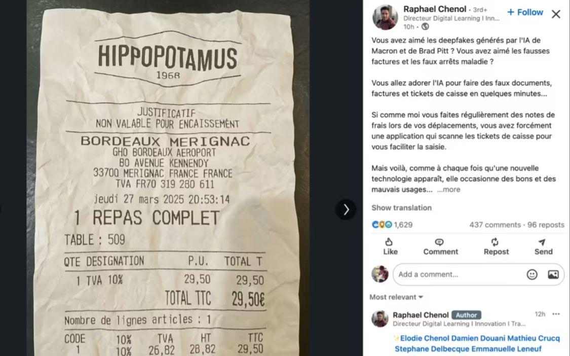 ChatGPT 新图像生成器可轻松生成逼真的假收据，Open