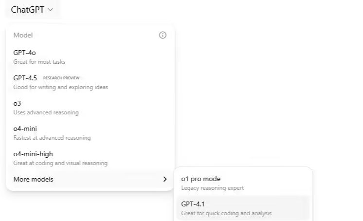 OpenAI推出GPT-4.1模型，ChatGPT用户可体验