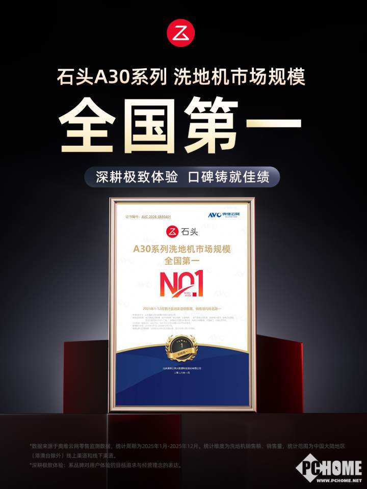 石头洗地机A30系列登顶全国双第一，技术创新引领清洁电器新格局(图1)