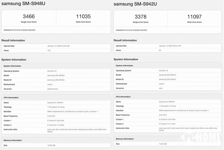 三星Galaxy S26系列现身跑分网站 主频差异明显性能曝光(图1)