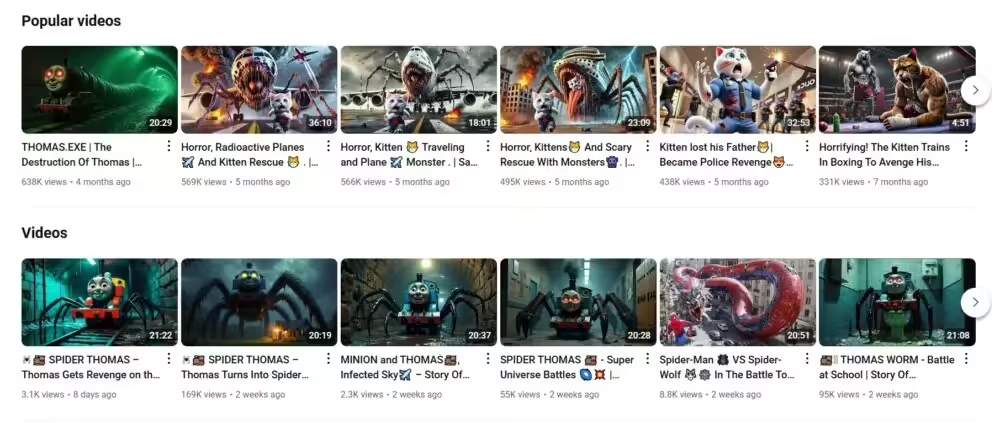 YouTube 上 AI 生成的儿童惊悚视频泛滥，平台监管面临挑战