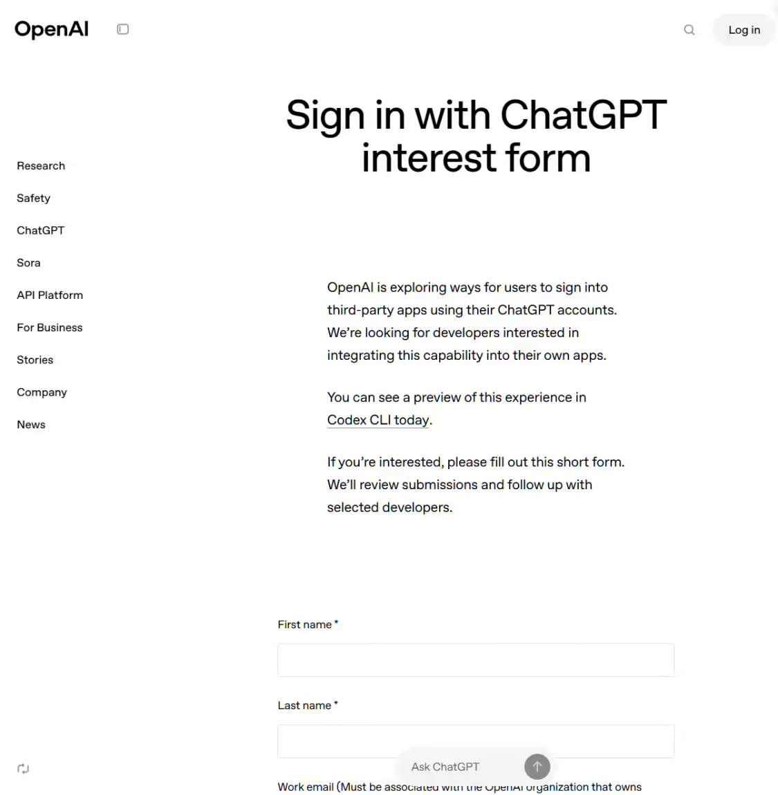 OpenAI测试ChatGPT账号登录第三方应用功能拓展生态