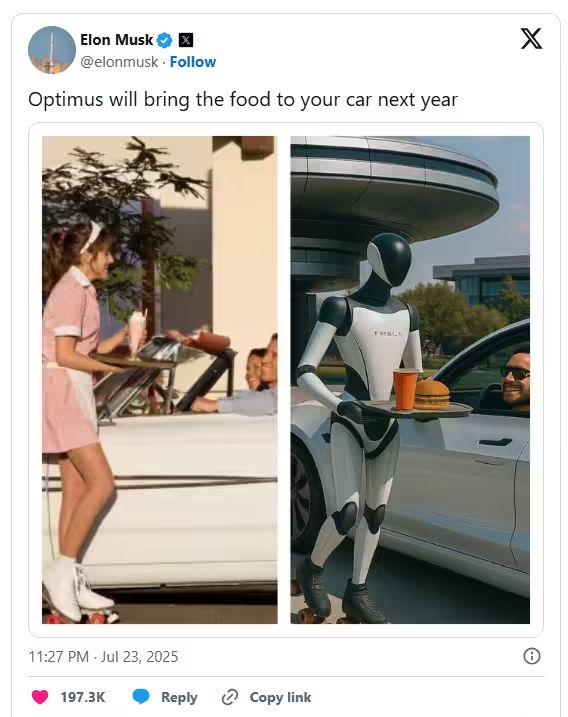 特斯拉人形机器人Optimus进军餐饮业，将在超级充电餐厅担