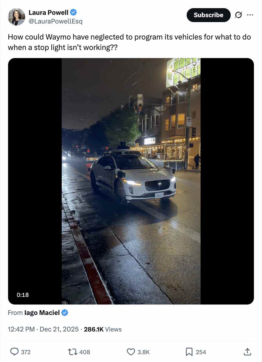 Waymo自动驾驶遇停电瘫痪，纯视觉技术展现优势(图4)