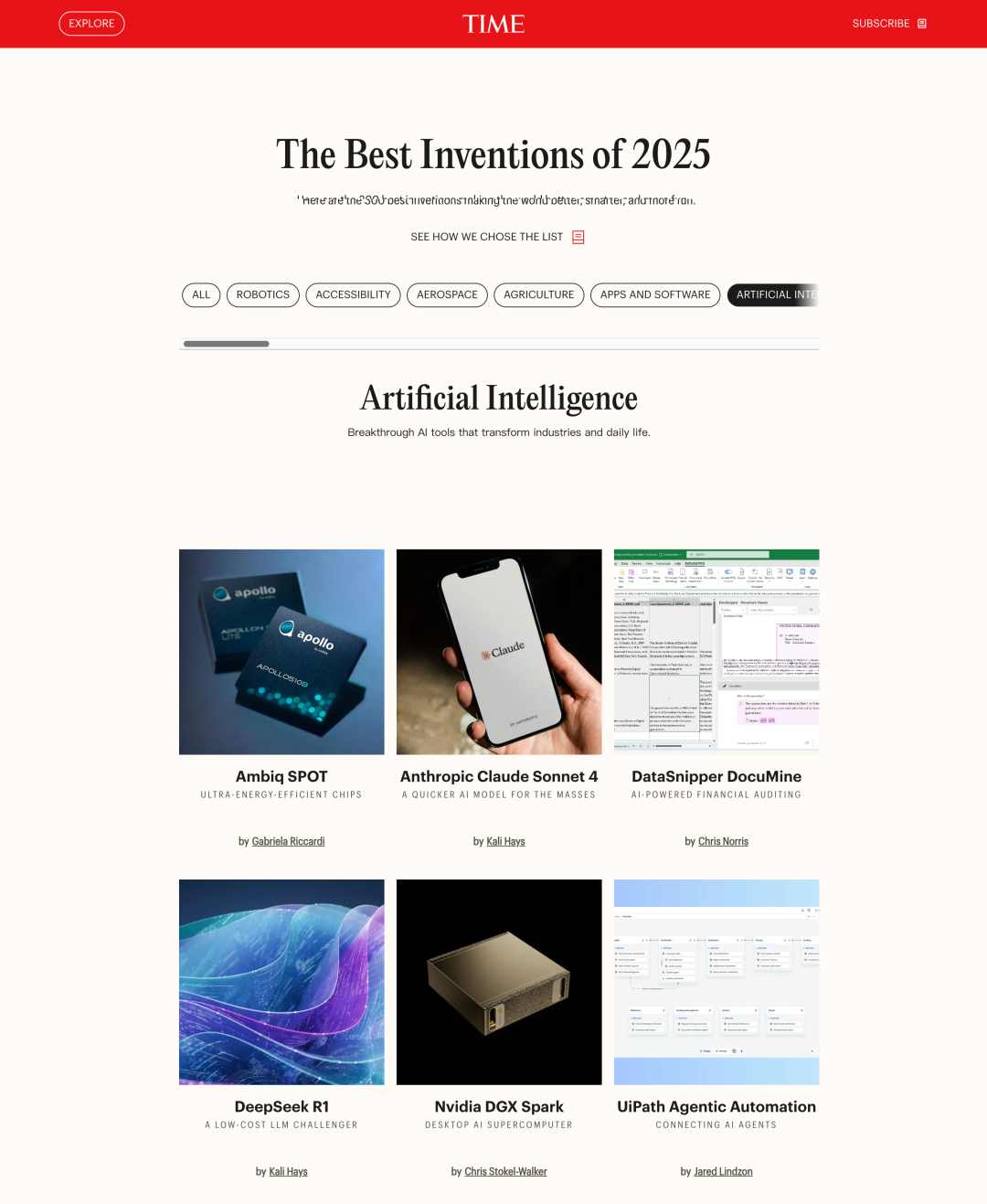 《时代》杂志公布年度最佳发明公布：DeepSeek R1、AirPods Pro 3 上榜