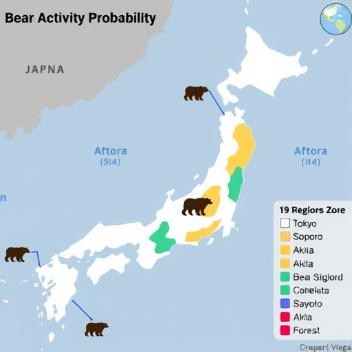 日本AI预测人熊遭遇风险地图发布